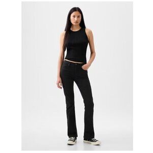 GAP Mid Rise Bootcut Jeans No Fade Black Stretch Boot  26/2 PETITE NWT RT$80